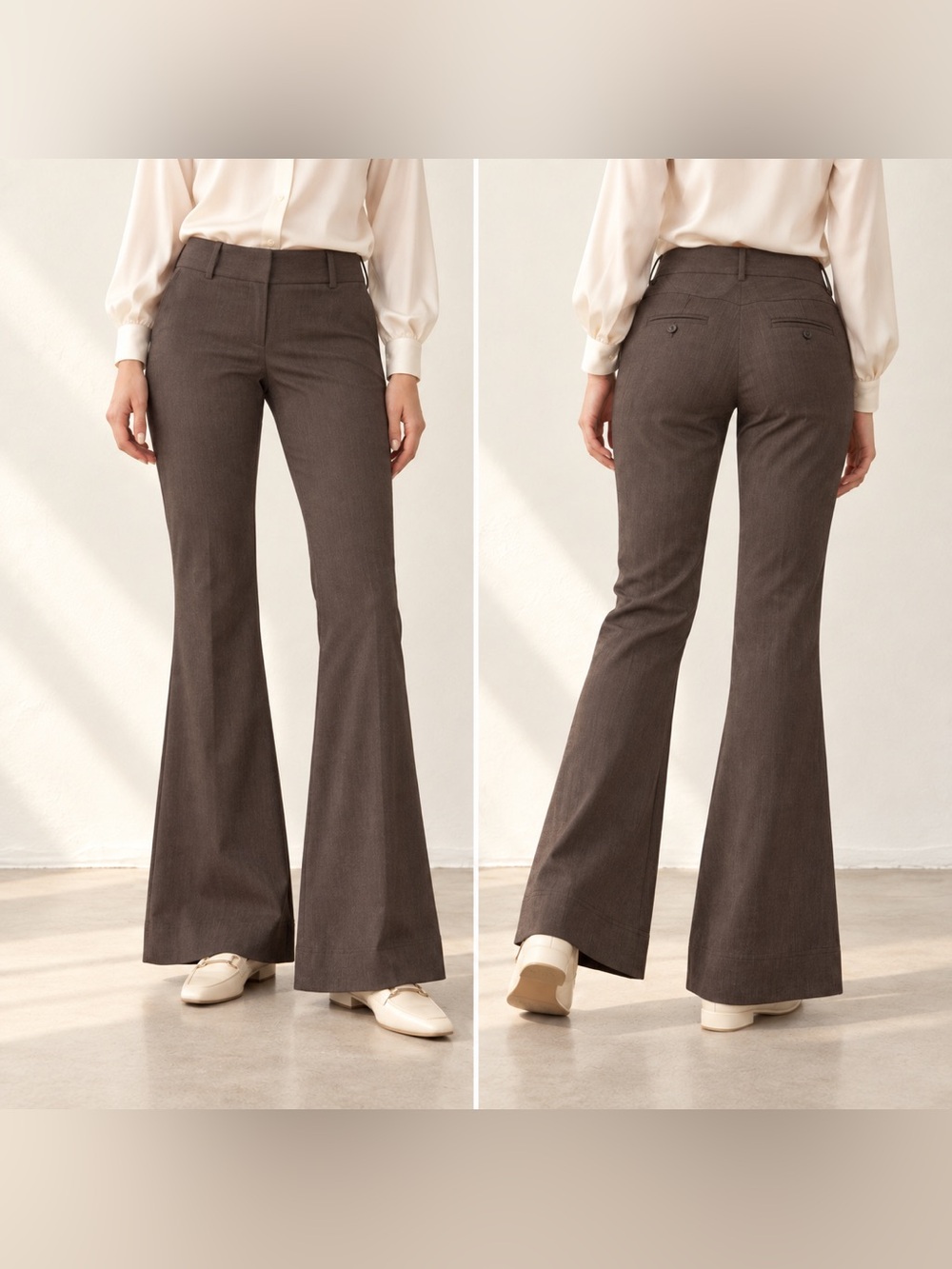Chic The Limited Brown Low Rise Flare Dress Pants Women's 2